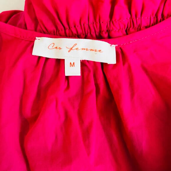 Ces Femme Tiered Short Puff Sleeve Maxi Dress Size M Medium Pink - Picture 3 of 7